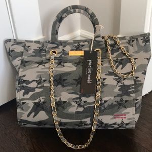 Peace Love World camo canvas satchel